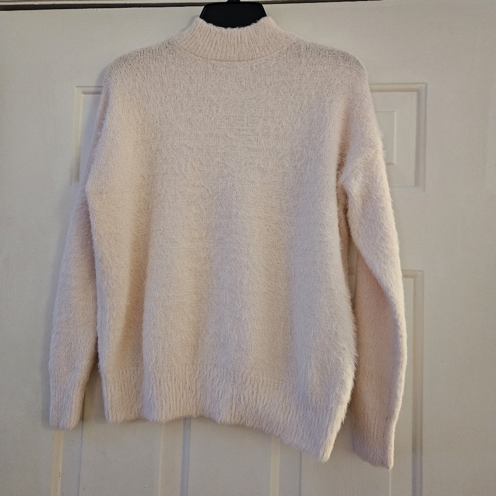 Popsugar Pink Fuzzy Mockneck Sweater Size Small  Valentine's Day